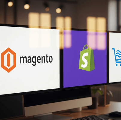 Shopify、Magento、BigCommerce等主要电子商务平台的标志