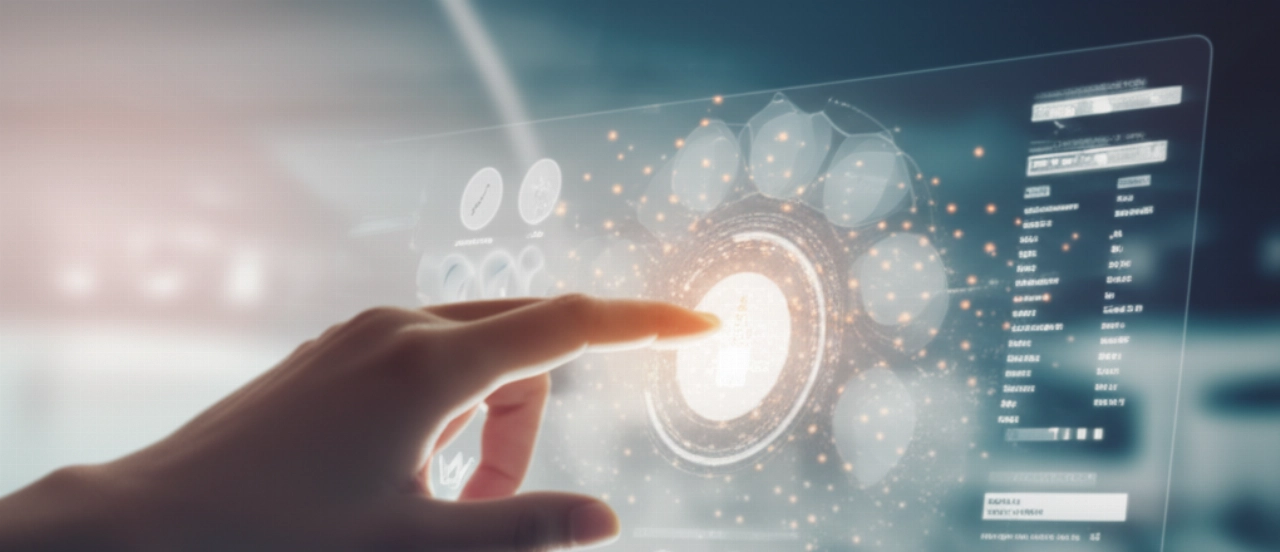 Una mano interagisce con un'interfaccia digitale, circondata da elementi che simboleggiano crescita e vantaggi personalizzati degli abbonamenti e-commerce.