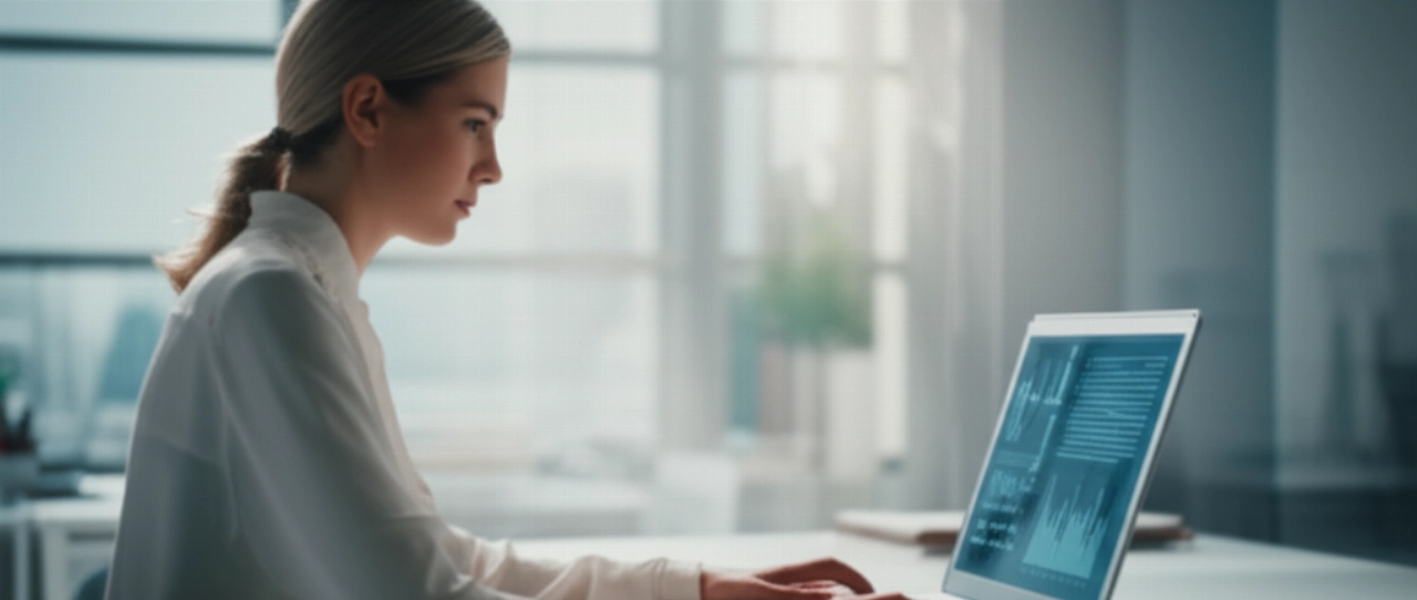 Un professionista che analizza una dashboard digitale con grafici finanziari relativi ai costi di integrazione e-commerce SAP, mostrando pianificazione strategica e chiarezza.